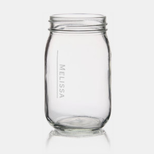 Custom monogram, simple line mason jar