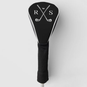 Custom Monogram Simple Minimalist Black Golf Head Cover
