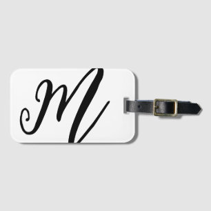 Custom Monogram Simple Modern Black White Luggage Tag