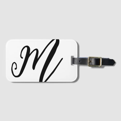 Custom Monogram Simple Modern Black White Luggage Tag