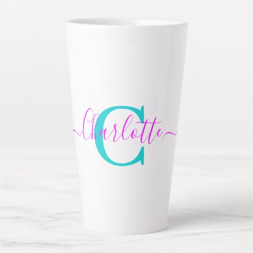Custom Monogram Simple Script Template Latte Mug