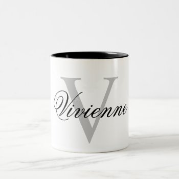 Custom Monogram Simple Script Two-tone Coffee Mug by bestgiftideas at Zazzle
