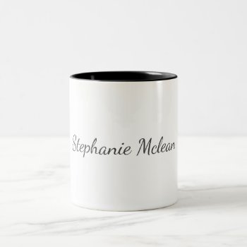 Custom Monogram Simple Script Two-tone Coffee Mug by ReligiousStore at Zazzle