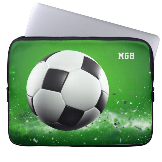 Custom Monogram Soccer Ball Laptop Sleeve (Front)