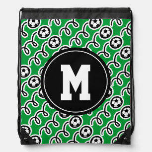Custom monogram soccer drawstring backpack bag