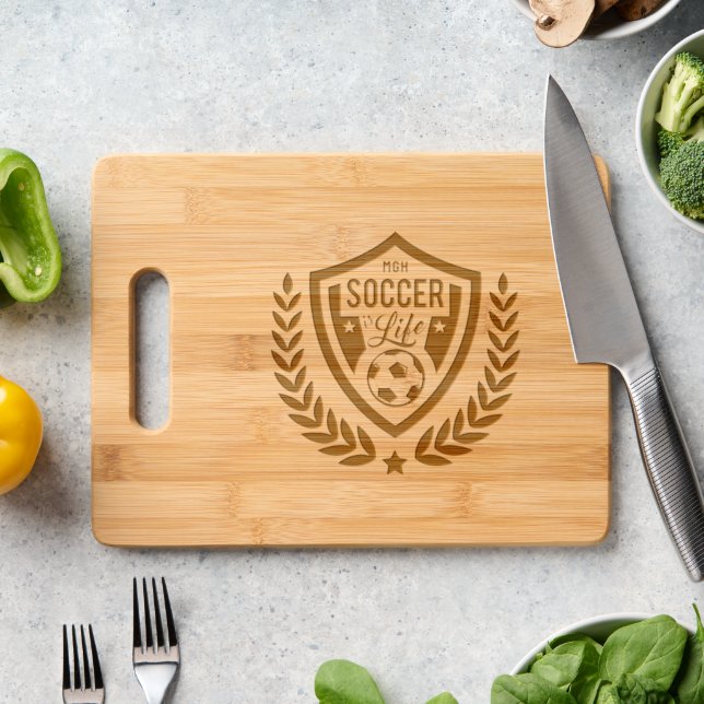 Custom Monogram Soccer Engraved Cutting Board (Kitchen Counter)