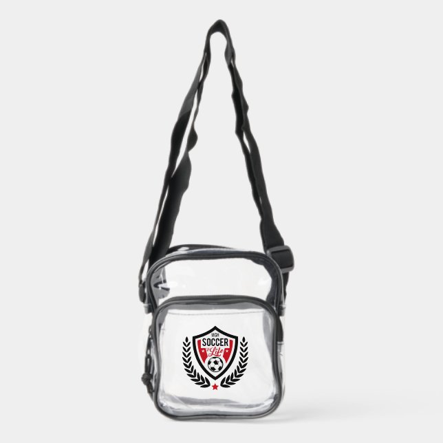 Custom Monogram Soccer Logo Clear Crossbody Bag (Front)
