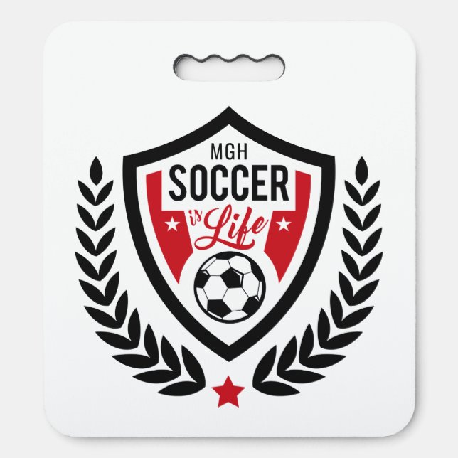 Custom Monogram Soccer Logo Seat Cushion (Front Vertical)