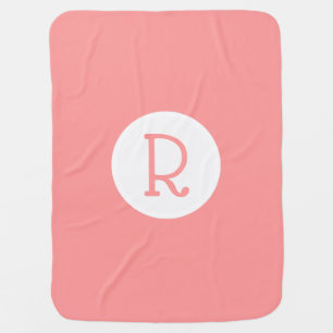 Custom Monogram Solid Color Light Salmon Receiving Blanket