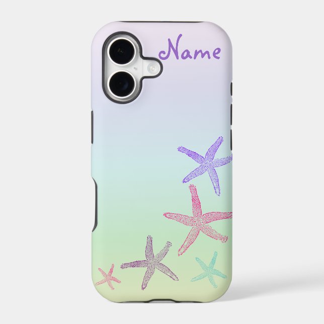Custom Monogram Starfish Pastel Iphone Case (Back)
