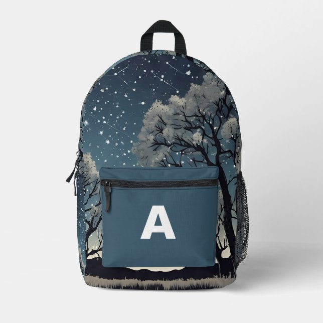 Custom Monogram Starry Night Backpack (Front)