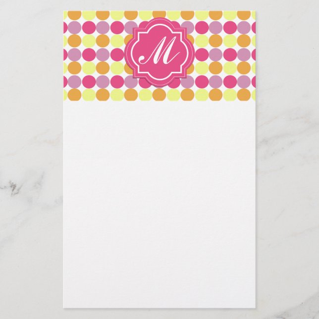 Custom Monogram Stationery Colorful Dots customize (Front)