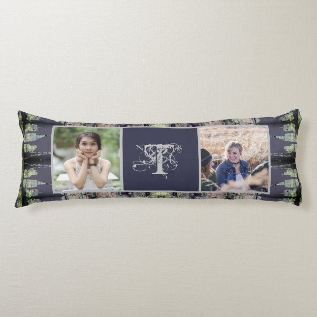 Custom Monogram Steampunk 2 Photos Body Pillow (Front)