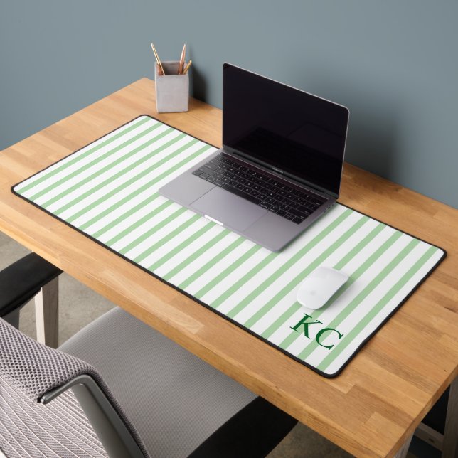 Custom Monogram Striped Workspace Personalized Desk Mat (Office 2)