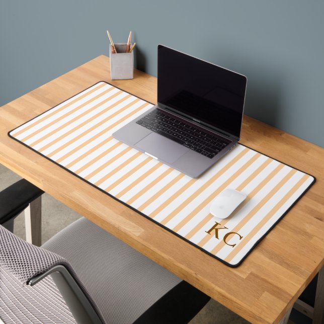 Custom Monogram Striped Workspace Personalized Desk Mat (Office 2)