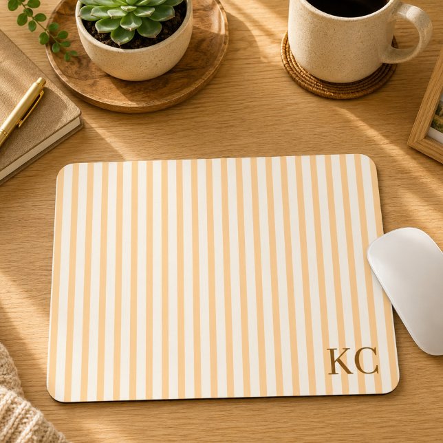 Custom Monogram Striped Workspace Personalized Mouse Pad (Creator Uploaded)