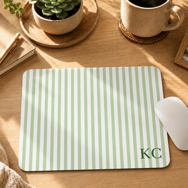 Custom Monogram Striped Workspace Personalized Mouse Pad (Creator Uploaded)