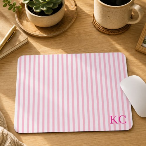 Custom Monogram Striped Workspace Personalized Mouse Pad