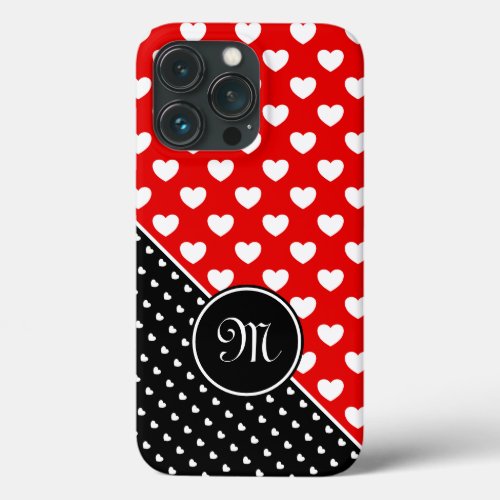 Custom Monogram Stylish Red Black And White iPhone 13 Pro Case