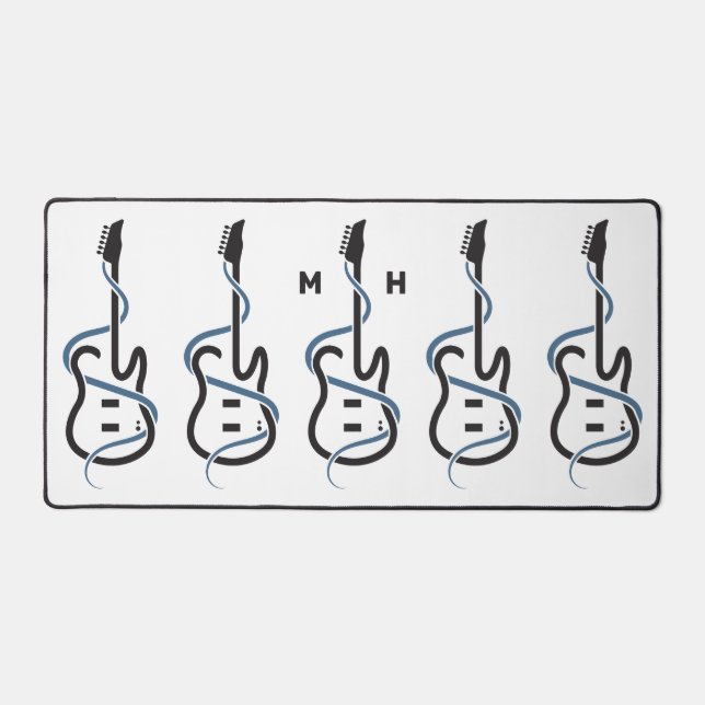 Custom Monogram Stylized Guitar Desk Mat (Front)