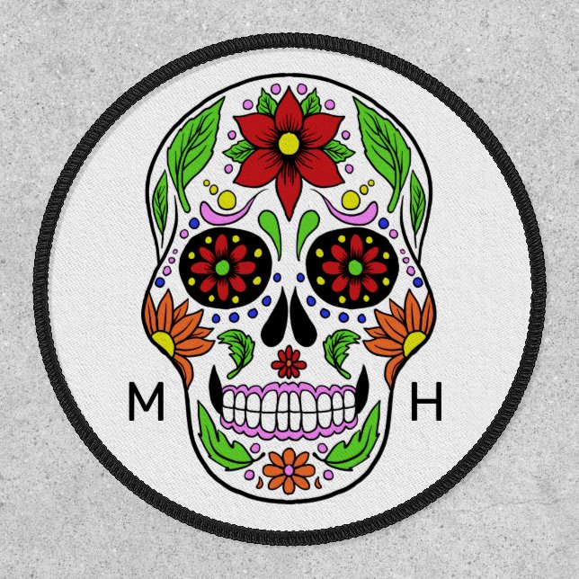 Custom monogram Sugar Skull Patch (Front)