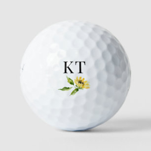 Custom Monogram Sunflower Golf Balls