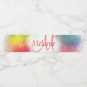 Custom Monogram Template Colorful Modern Rainbow Water Bottle Label