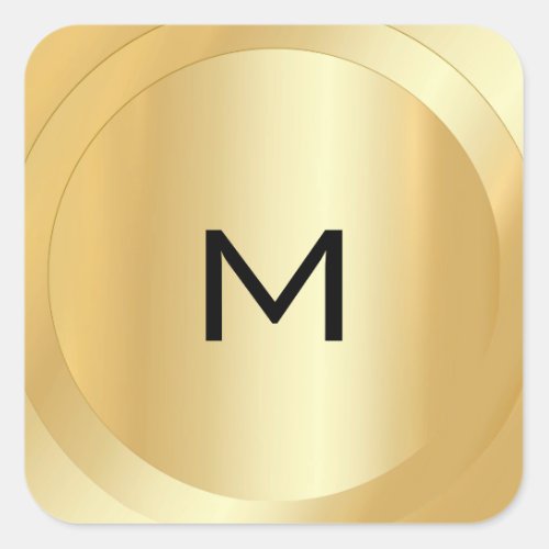 Custom Monogram Template Faux Gold Modern Square Sticker