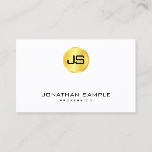 Custom Monogram Template Gold Look White Modern Business Card