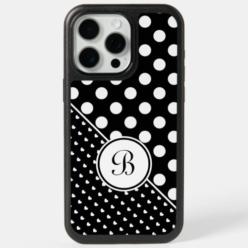 Custom Monogram Template Stylish Black And White iPhone 15 Pro Max Case