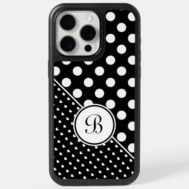 Custom Monogram Template Stylish Black And White Otterbox iPhone Case (Back)