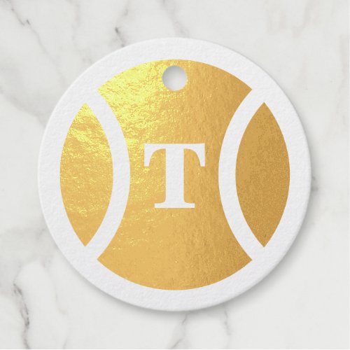 Custom monogram tennis ball gold Foil Favor Tags
