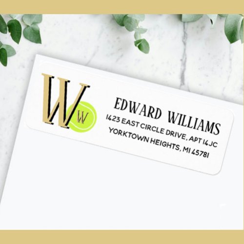 Custom Monogram Tennis Ball Return Address Label 