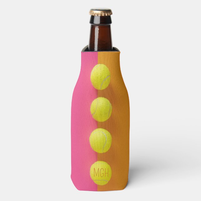 Custom Monogram Tennis Balls Bottle Cooler (Bottle Front)