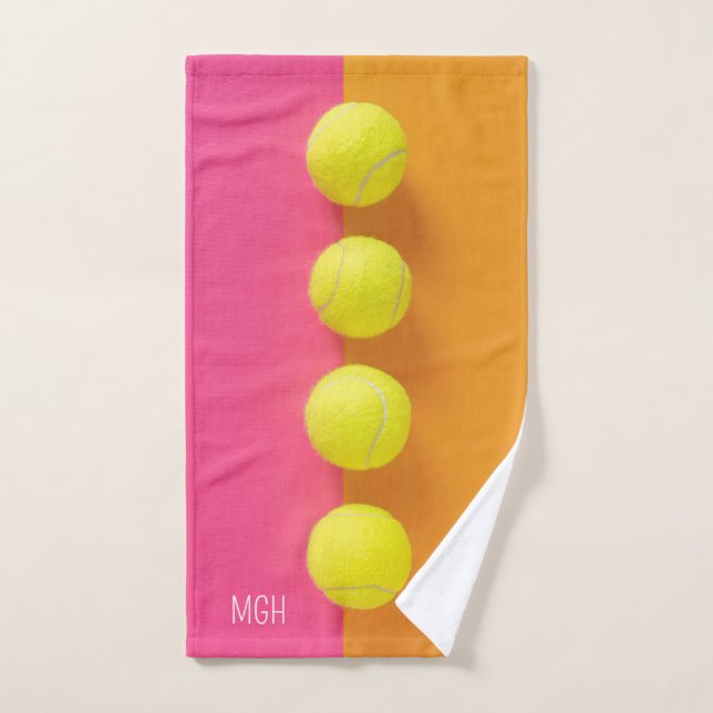 Custom Monogram Tennis Balls Hand Towel (Hand Towel)