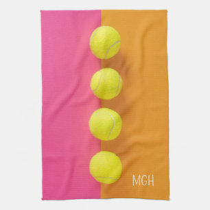 Custom Monogram Tennis Balls Kitchen Towel