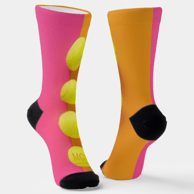 Custom Monogram Tennis Balls Socks (Angled)