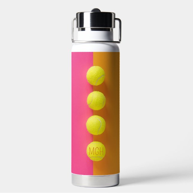 Custom Monogram Tennis Balls Water Bottle (Back)