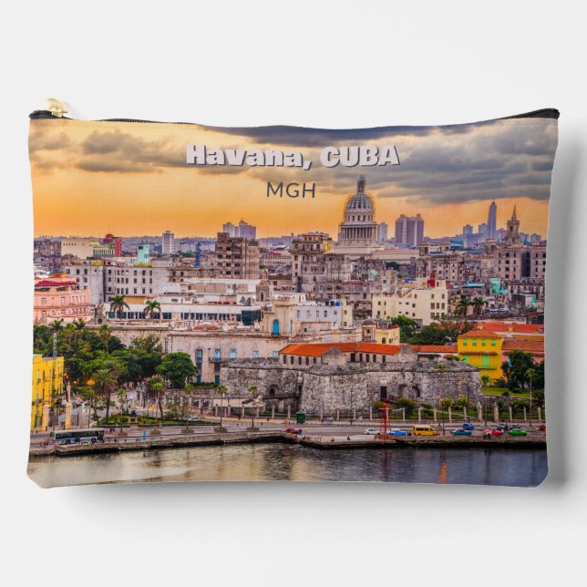 Custom Monogram & Text Havana, Cuba Accessory Pouch (Front)