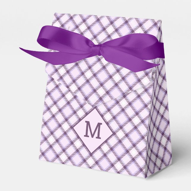 Custom Monogram & Text Plaid / Tartan Pattern Favor Boxes (Front Side)