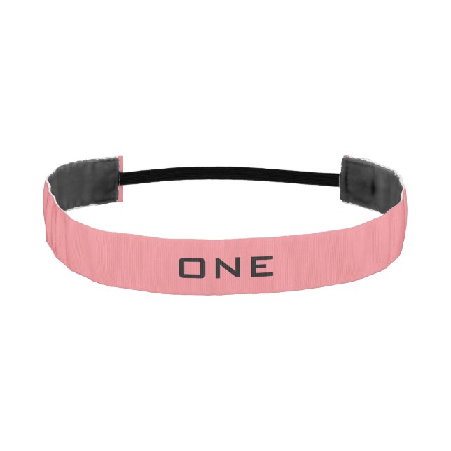 Custom monogram thin non slip coral pink headband (Front)