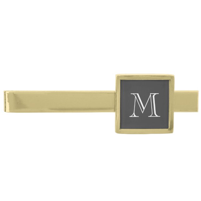 Custom monogram tie clip with classy chic initial (Front)