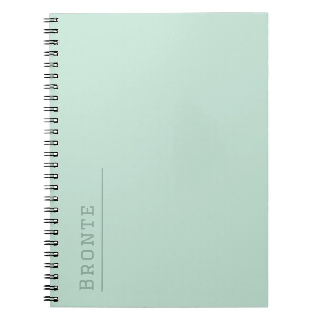 Custom monogram, trendy color green Minty Fresh Notebook (Front)