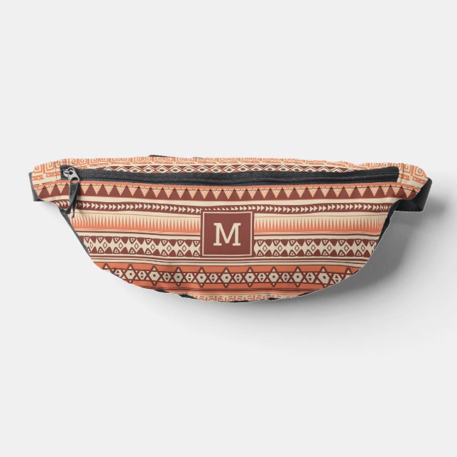 Custom Monogram Tribal Aztec Pattern Fanny Pack (Lay Down)