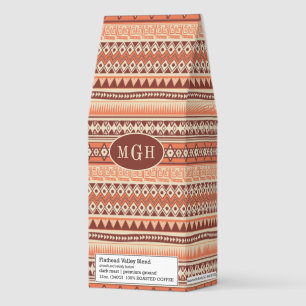 Custom Monogram Tribal Pattern Roasted Coffee