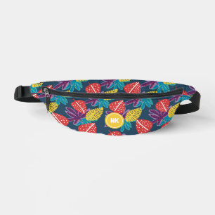 Custom monogram tropical floral hawaii exotic  fanny pack