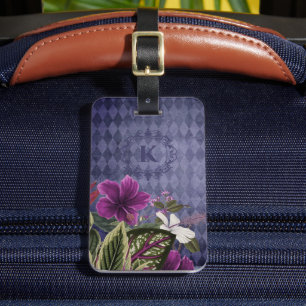 Custom Monogram Tropical Floral  Luggage Tag