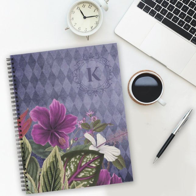 Custom Monogram Tropical Floral Notebook (Personalize the monogram on this pretty floral notebook with just a few clicks.)