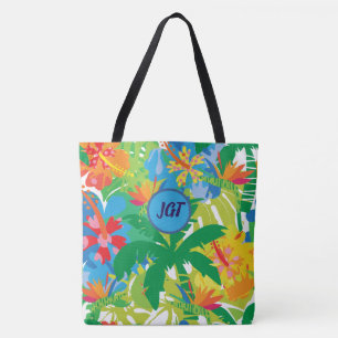 Custom Monogram Tropical Forest Tote Bag