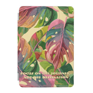 Custom Monogram Tropical Leaves Colorful Aesthetic iPad Mini Cover